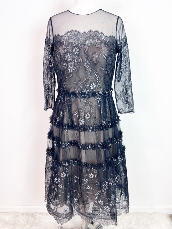 Rickie Freeman for Teri Jon Dresses & Skirts - RICKI FREEMAN TERI JON BLACK LACE 3/4 SLEEVE COCKTAIL PARTY DRESS SZ 8